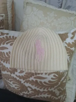 Gorro Polo Ralph Lauren lana beige rosa