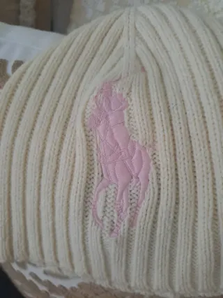 Gorro Polo Ralph Lauren lana beige rosa