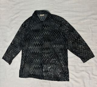 Camisa lentejuelas gris plata L