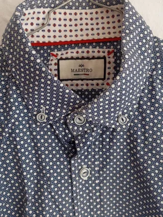 Camisa italiana Maestro azul y blanco