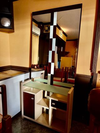 Mueble recibidor madera y cristal con espejo grand