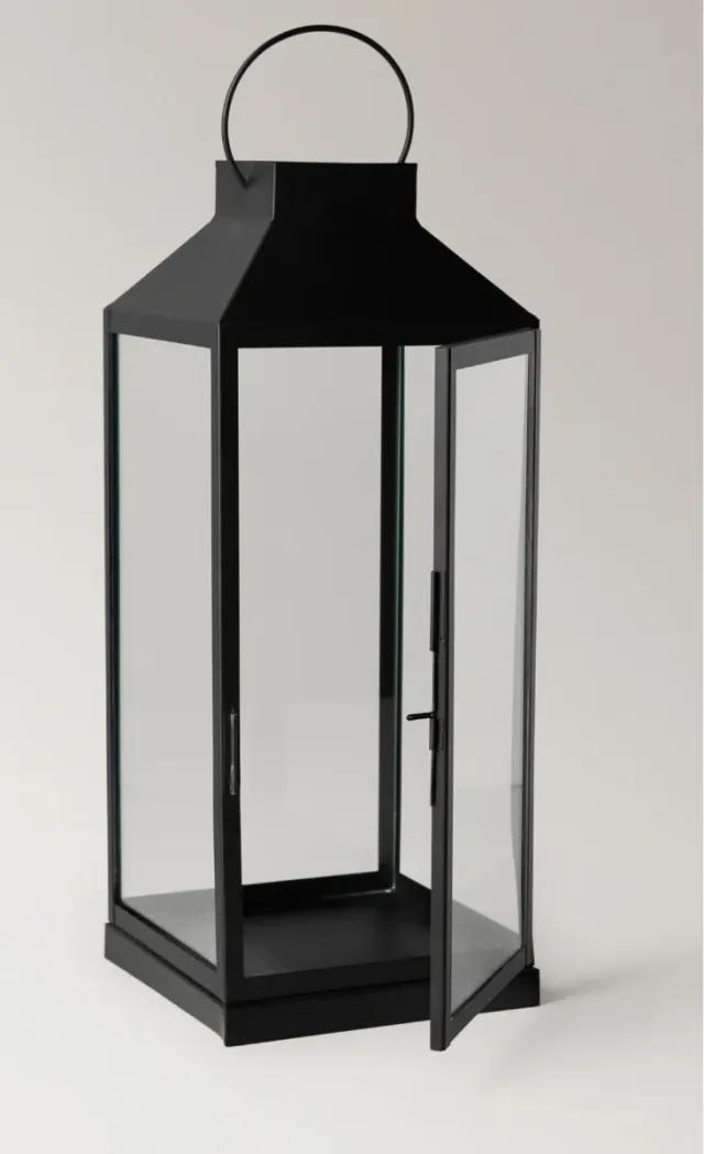 Faro in ferro nero con manico in cristallo Home