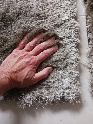 2 Tappeti Shaggy Grigio Argento 60x110