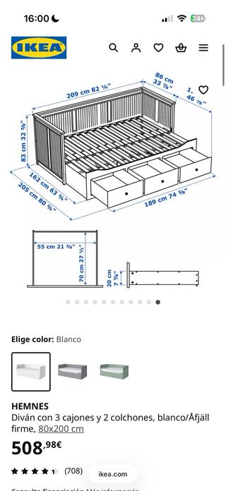 Diván Cama IKEA HEMNES + 2 Colchones