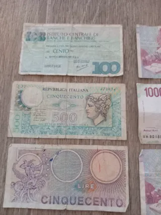 Lotto 18 banconote lire e Assegno circolare 100 l.