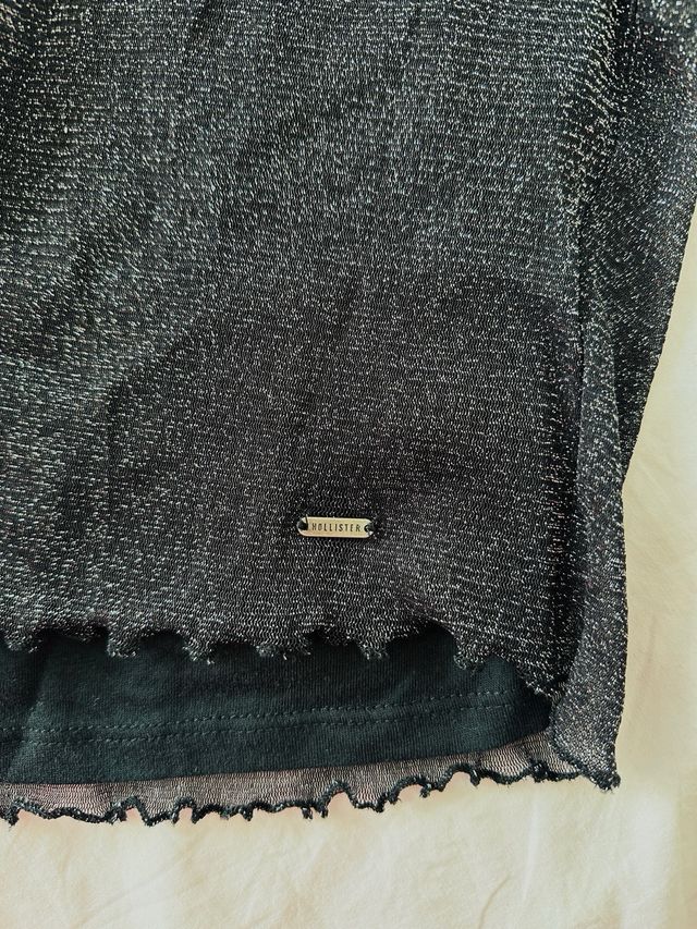 Top fiesta Hollister negro brillante