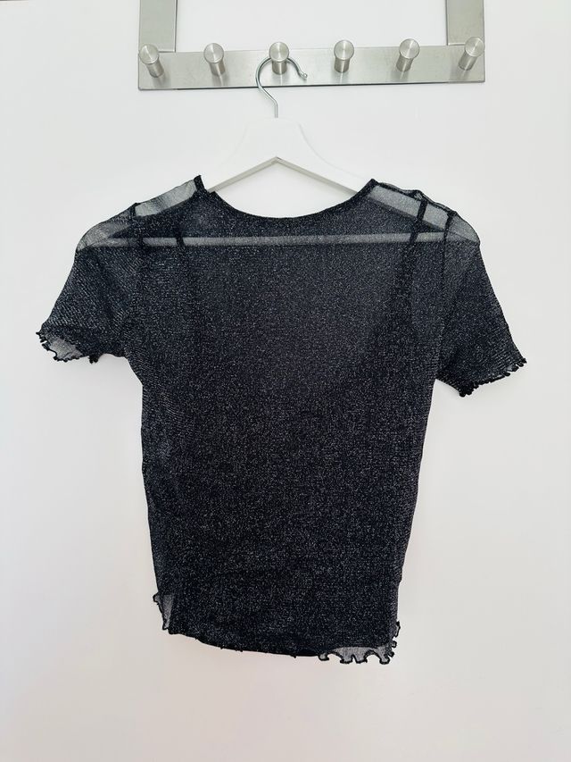 Top fiesta Hollister negro brillante