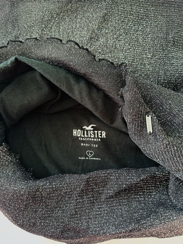 Top fiesta Hollister negro brillante