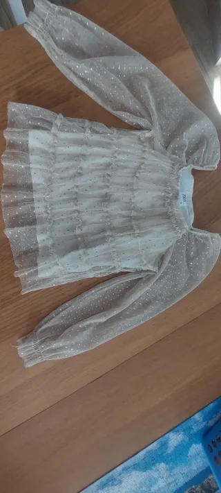 Conjunto Zara Niña Falda y Blusa Beige/Negro