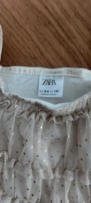 Conjunto Zara Niña Falda y Blusa Beige/Negro