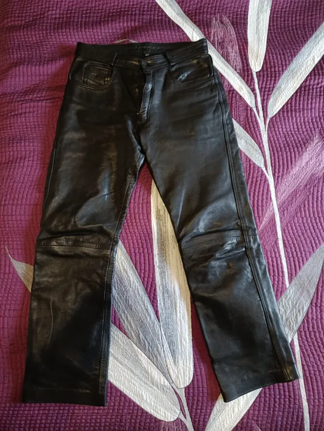 Pantalón de cuero auténtico negro