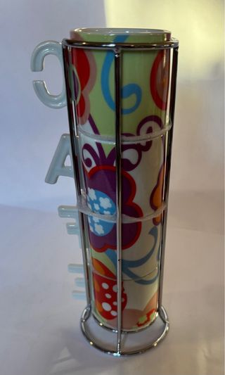 Set 4 tazzine caffè con supporto