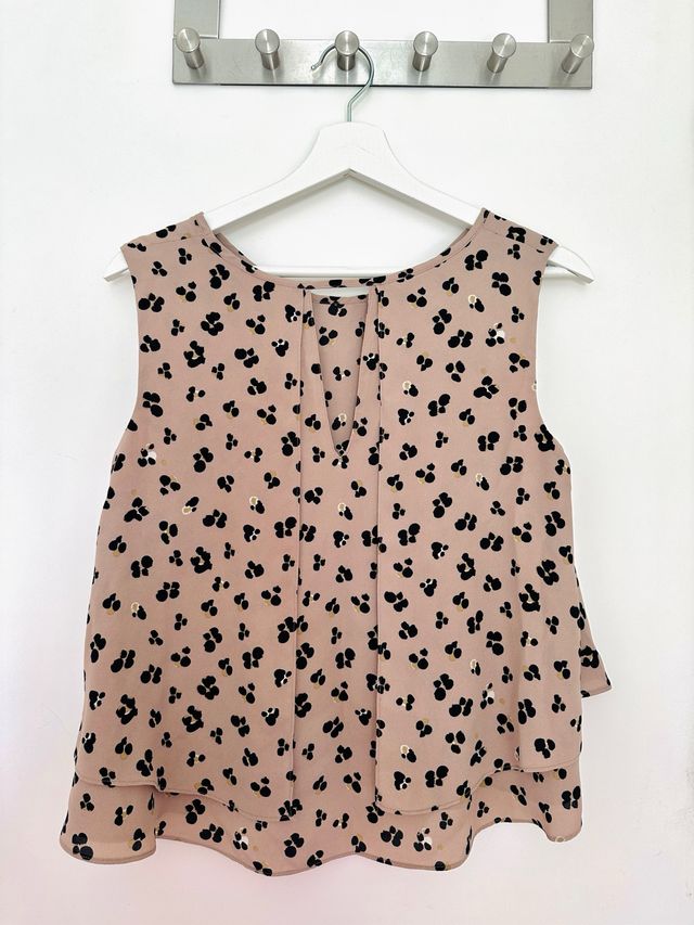 Blusa Zara Estampada Tirantes Beige