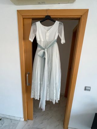Vestido de comunión blanco y azul talla 115/10