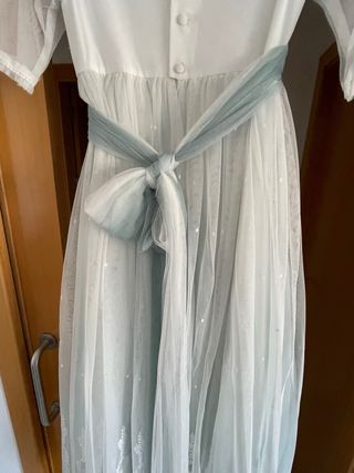 Vestido de comunión blanco y azul talla 115/10