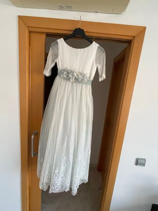 Vestido de comunión blanco y azul talla 115/10