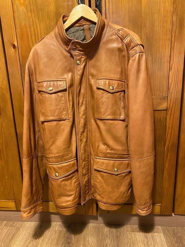 Chaqueta de piel Massimo Dutti Marrón