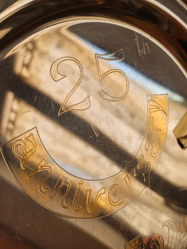 Vassoio circolare inox 18/10 oro 24kt vintage