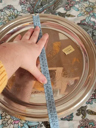 Vassoio circolare inox 18/10 oro 24kt vintage