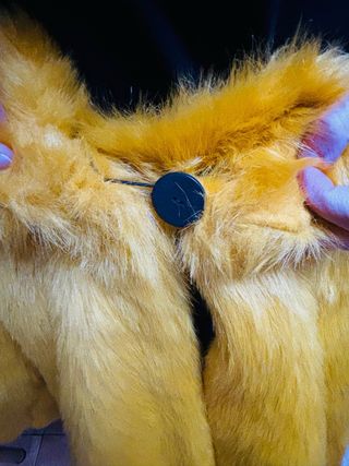 Pelliccia sintetica gialla maniche 3/4