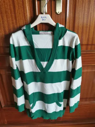 Sudadera fina Zara rayas verde y blanco