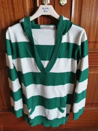 Sudadera fina Zara rayas verde y blanco