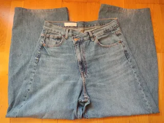 Pantalón vaquero Wide leg cintura cruzada,Talla38