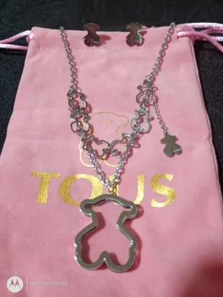Conjunto Tous Collar y Pendientes Oso Plateado