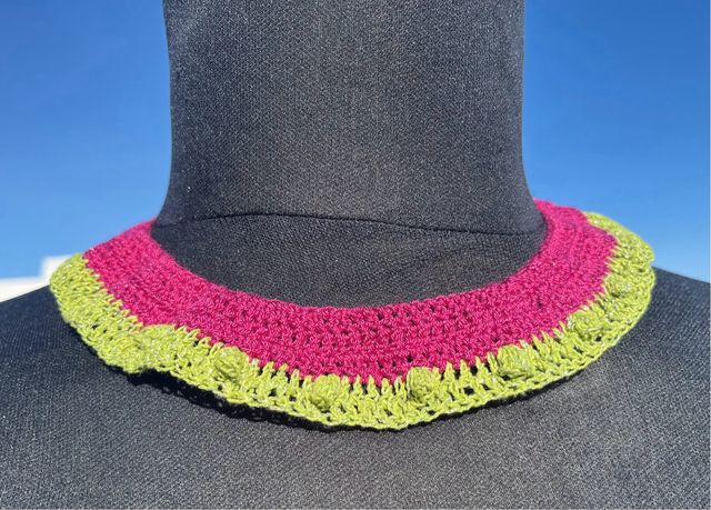 Gargantilla Crochet Artesanal Rosa y Verde