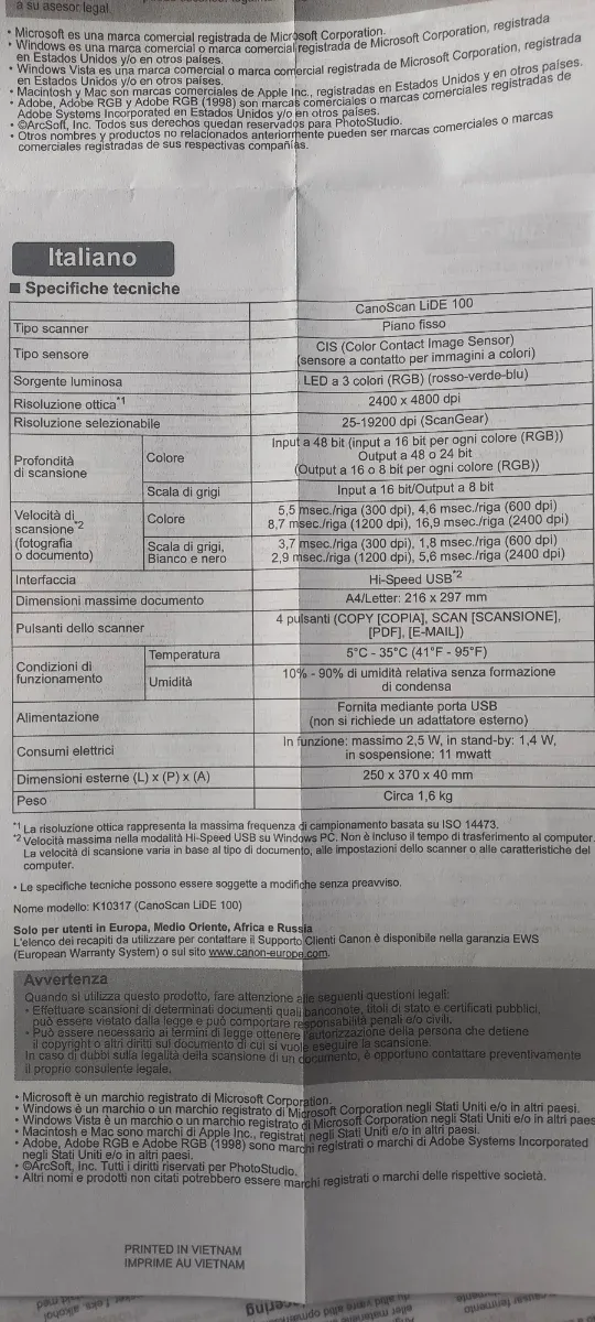 Scanner Canon LIDE 100