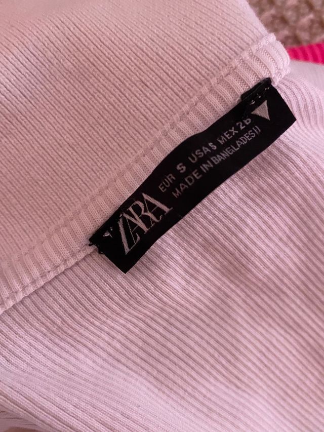 Jersey Zara manga larga cuello polo blanca