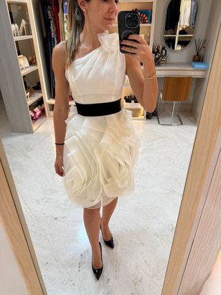 Vestido Vera Wang blanco y negro