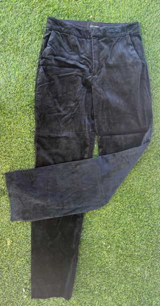Pantalón Recto Terciopelo Negro Zara