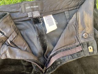 Pantalón Recto Terciopelo Negro Zara