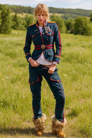 nuevo con etiqueta pantalón mujer azul y rojo