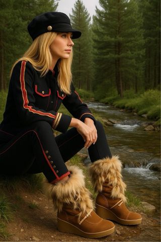 nuevo con etiqueta pantalón mujer azul y rojo