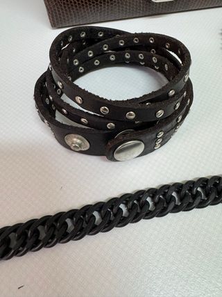 Conjunto pulseras hombre cuero, cuero sintético ,