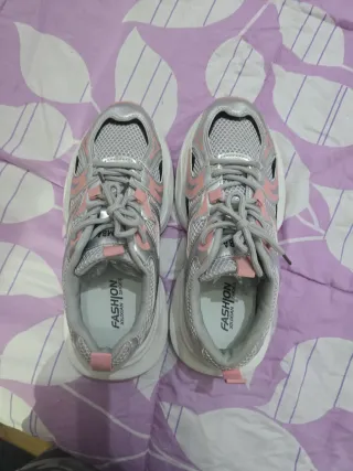 Zapatillas Mujer T40 Gris y Rosa