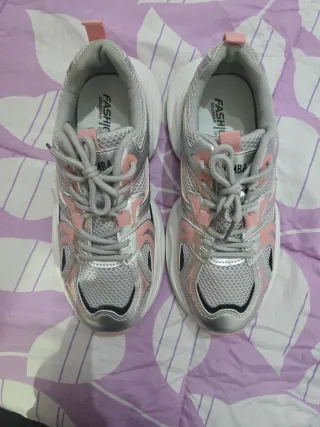 Zapatillas Mujer T40 Gris y Rosa