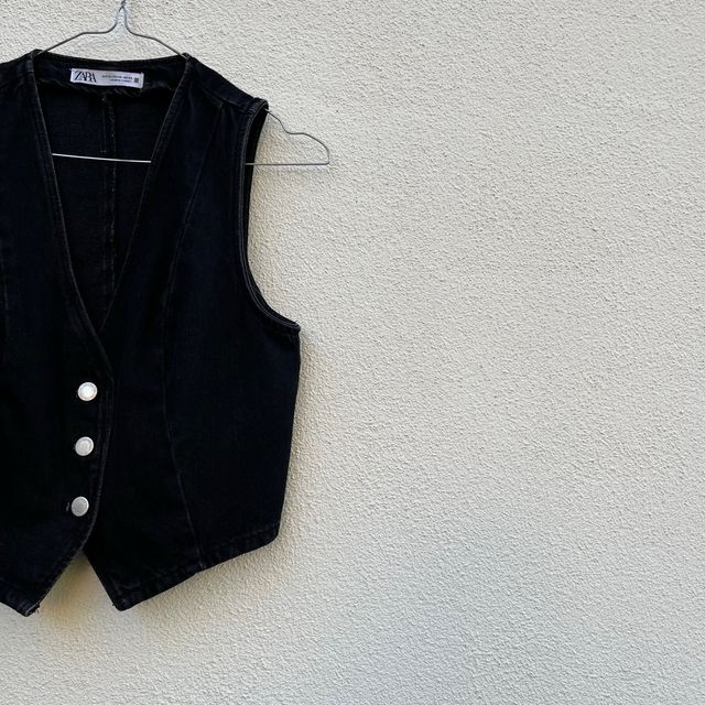 Set Gonna e Gilet Denim Zara Nero