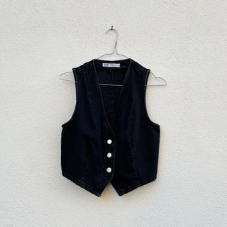 Set Gonna e Gilet Denim Zara Nero