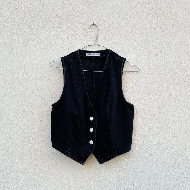 Set Gonna e Gilet Denim Zara Nero