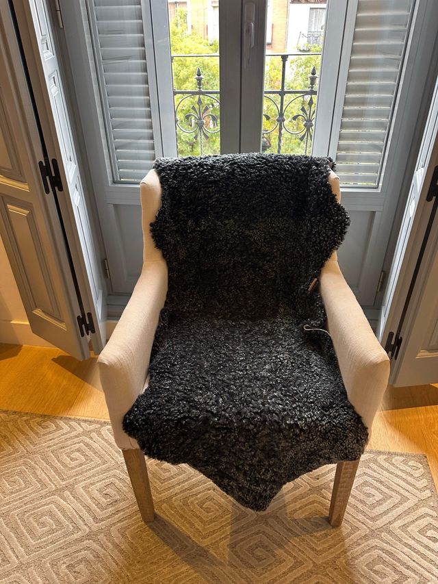 Alfombra Piel Oveja Negra Rizada