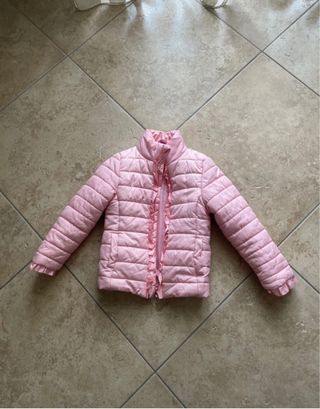 Giubbotto bambina rosa con rouches