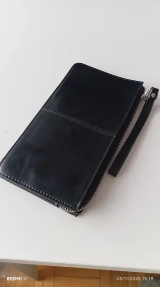 Cartera monedero negra con cremallera