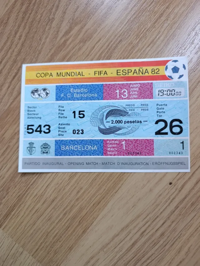 Entrada Mundial Fútbol España 82 - Inaugural