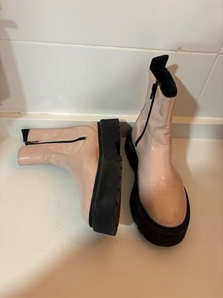 Botines Zara Rosa Charol Plataforma