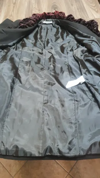 Cappotto in viscosa e velluto color cioccolato