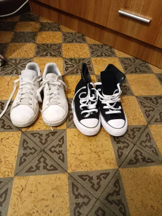 Zapatillas Adidas Blancas Talla 35y Converse negra