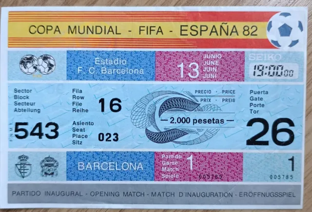 Entrada Mundial Fútbol España 82 Inaugural